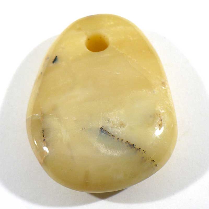 Pendentif galet plat en opale jaune 4cm