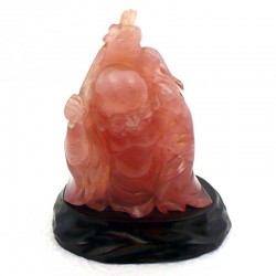 Bouddha pèlerin en Quartz rose de Chine