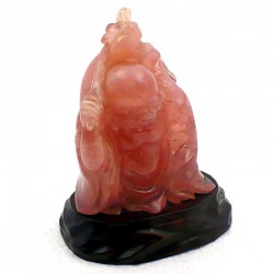 Bouddha pèlerin en Quartz rose de Chine