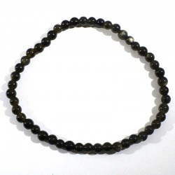 bracelet en obsidienne dorée perles rondes 4mm