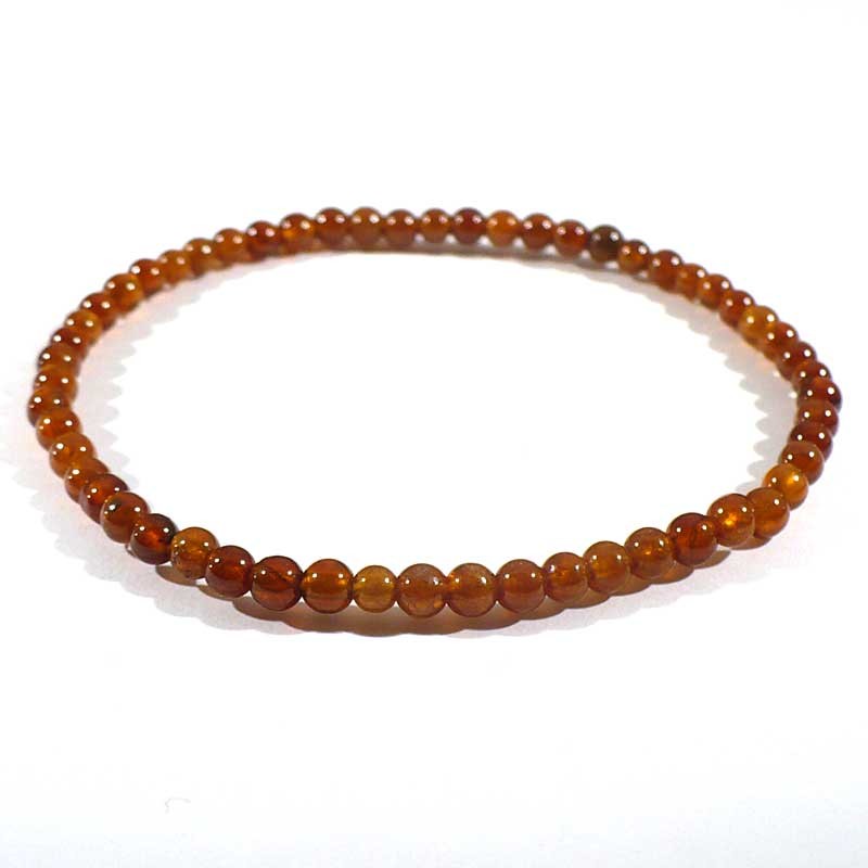 bracelet en grenat hessonite perles rondes 4mm