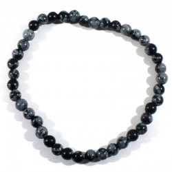 bracelet en obsidienne neige boules de 4mm