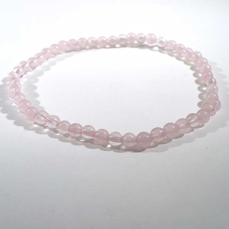 Bracelet en Quartz Rose perles rondes 4mm