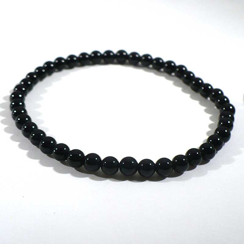 bracelet en onyx noir perles rondes 4mm
