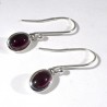 boucles d'oreilles ovales serties d'argent en grenat extra