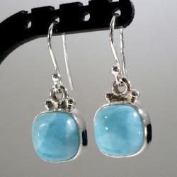 boucles d'oreilles en larimar serties argent