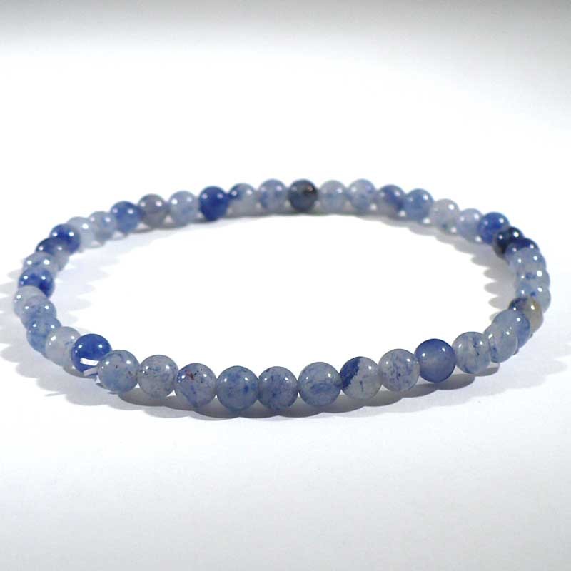 Bracelet en quartz bleu (rutile) perles rondes 4mm
