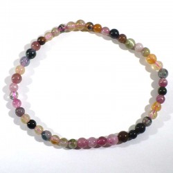 Bracelet en tourmaline multicolore perles rondes 4mm