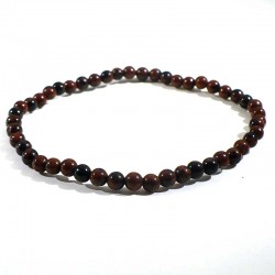bracelet en obsidienne acajou perles rondes 4mm