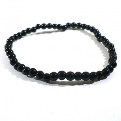 bracelet en tourmaline noire perles rondes 4mm