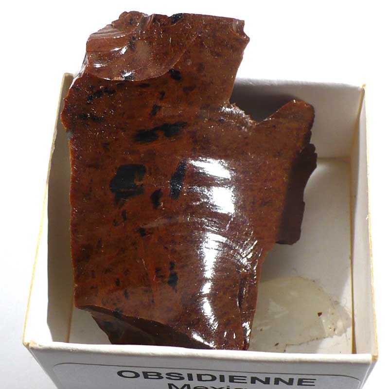 Obsidienne acajou du Mexique - boite de collection 4cm