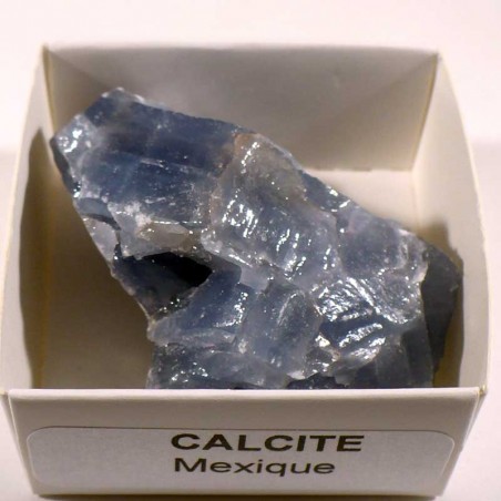 Calcite bleue du Mexique - boite de collection 4cm