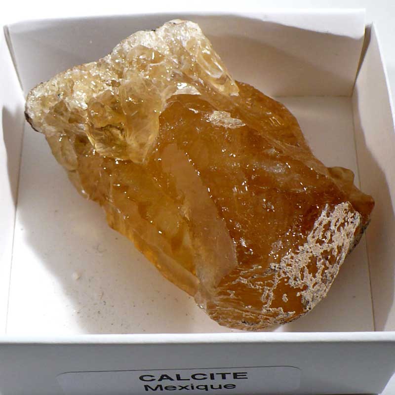 Calcite miel du Mexique - boite de collection 6cm