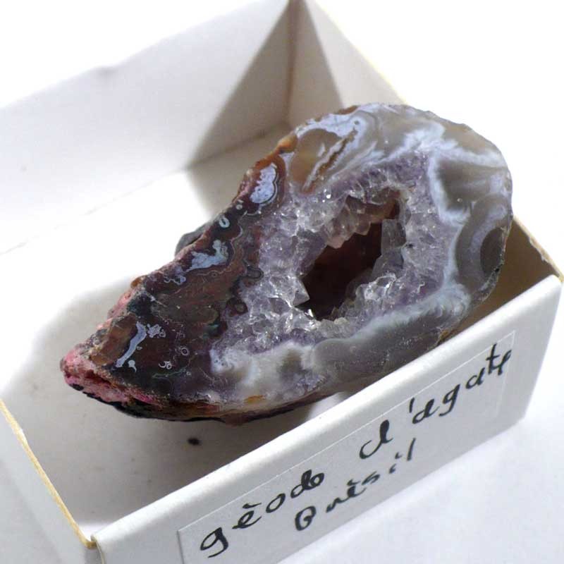 Géode d'agate du Brésil - boite de collection 4cm