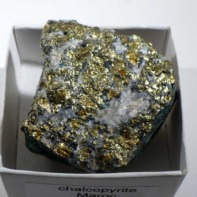 Chalcopyrite du Maroc - boite de collection 5cm