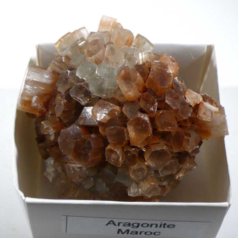 Aragonite en boule du Maroc - boite de collection 5cm