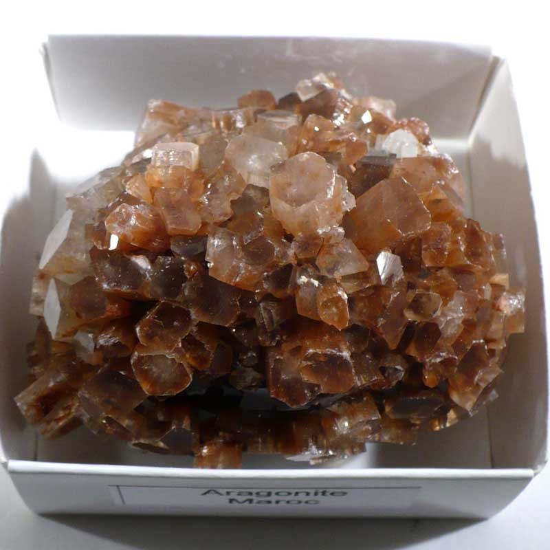 Aragonite en boule du Maroc - boite de collection 6cm