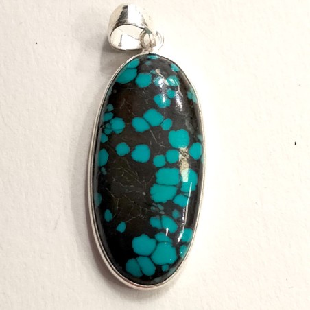 Pendentif ovale en Turquoise matrix et Argent