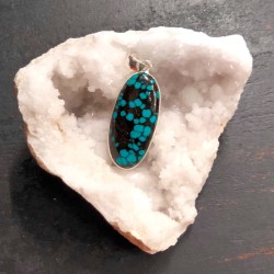 Pendentif ovale en Turquoise matrix et Argent