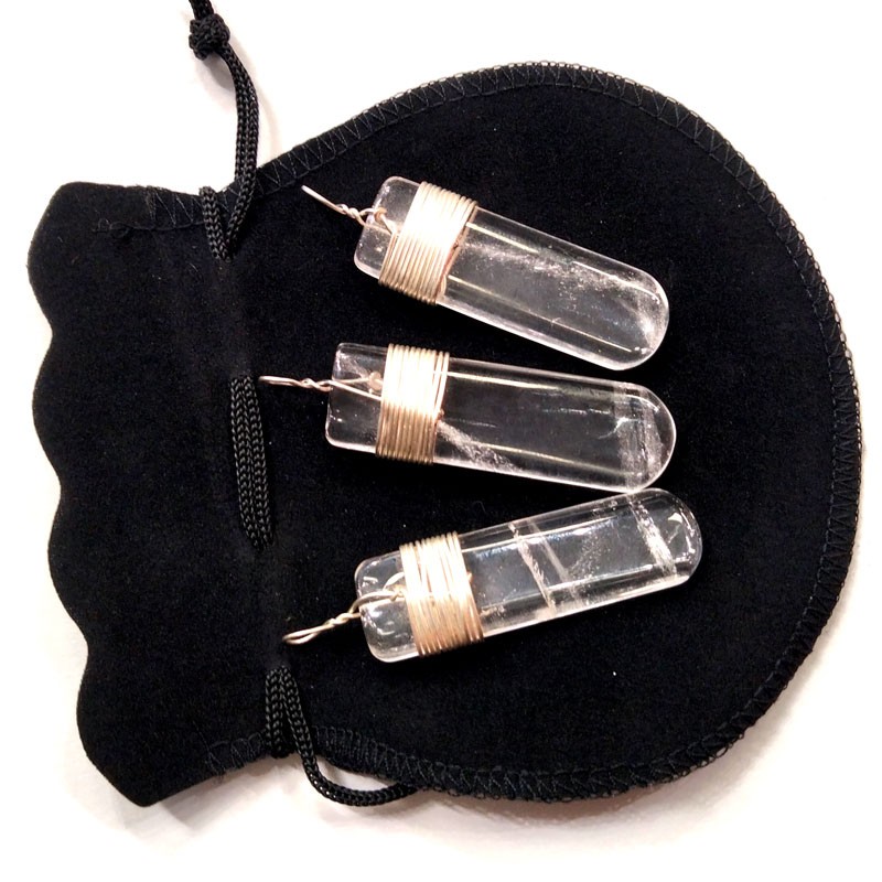 Pendentif tube plat en cristal de roche