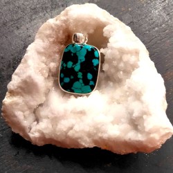 Pendentif rectangle en Turquoise matrix et Argent