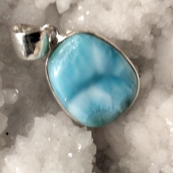 Pendentif rectangle en Larimar et Argent