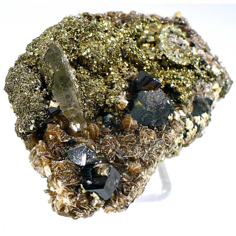 Cassitérite, pyrite, quartz sur blende du Portugal Cassitérite, pyrite, quartz sur blende du Portugal