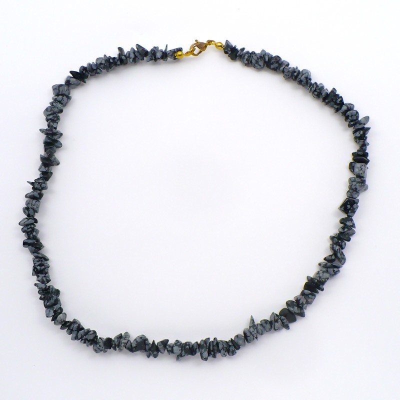 Collier baroque Obsidienne neige 42 cm