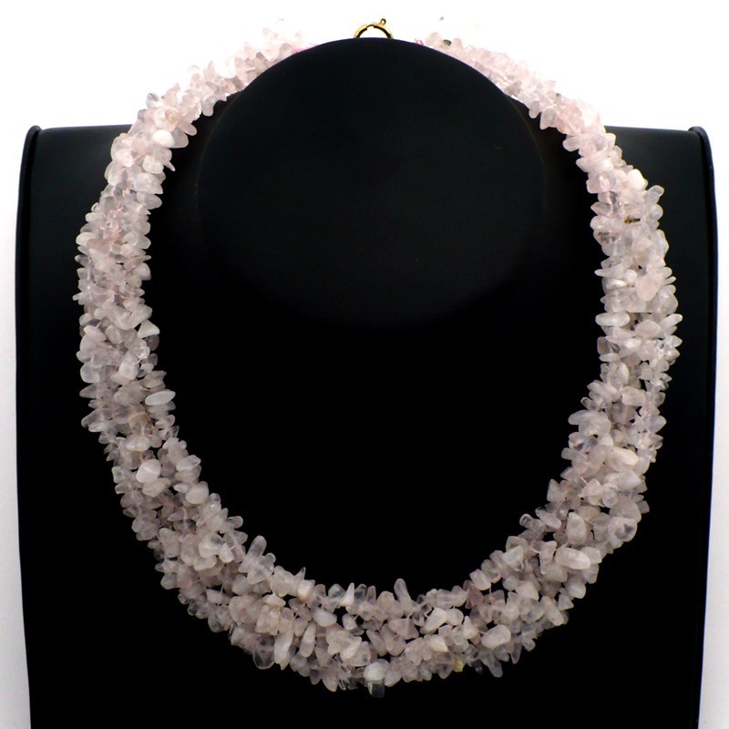 Collier baroque 5 rangs Quartz rose 42cm Collier baroque 5 rangs Quartz rose 42cm