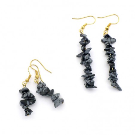 Boucles d'oreilles baroque en Obsidienne neige