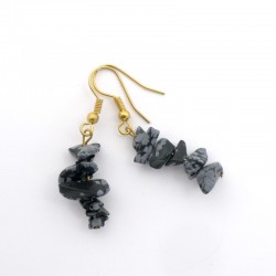 Boucles d'oreilles baroque en Obsidienne neige