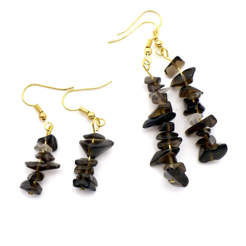 Boucles d'oreilles baroques en Quartz fumé