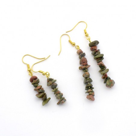 Boucles d'oreilles baroques en Unakite