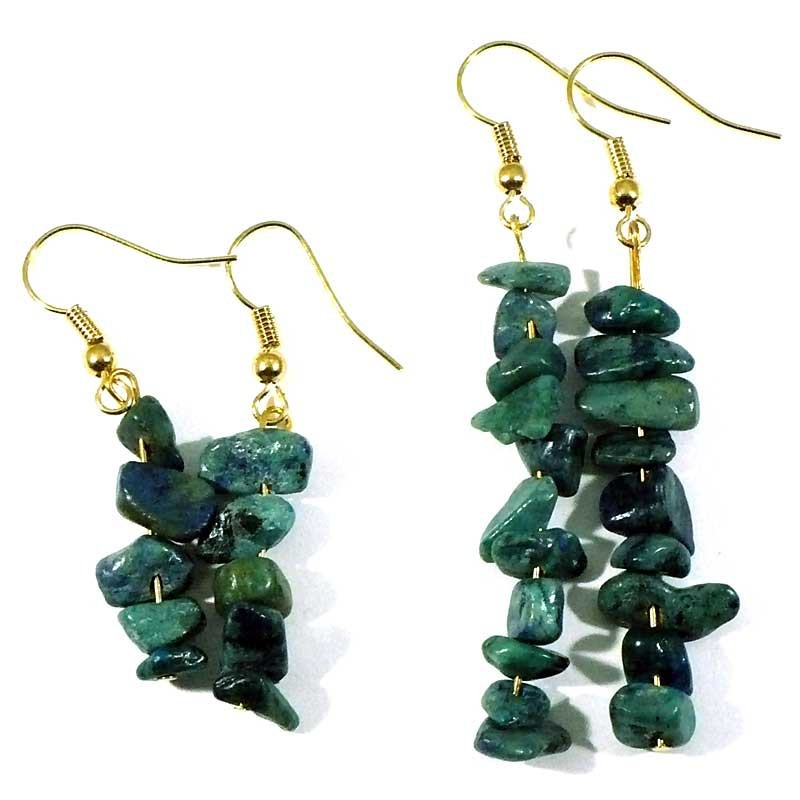 boucles d'oreilles baroques en azurite chrysocolle