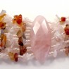 Collier quartz rose et cornaline 6 rangs
