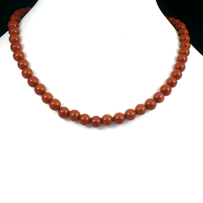 collier en jaspe rouge boules de 6mn collier en jaspe rouge boules de 6mn