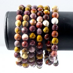 bracelet perles facettées en mookaïte 6mm