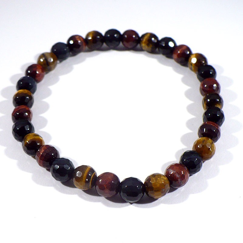 bracelet perles facettées 6mm en oeil de tigre, de boeuf, de faucon bracelet perles facettées 6mm en oeil de tigre, de boeuf, de faucon