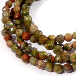 bracelet en unakite (épidote) perles facettées 4mm