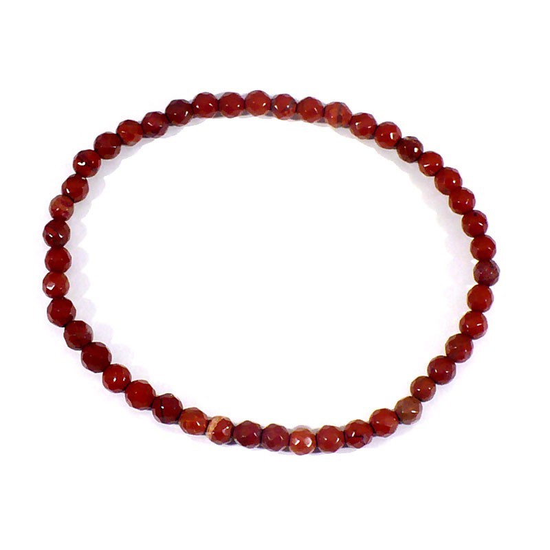 bracelet en jaspe rouge perles facettées 4 mm