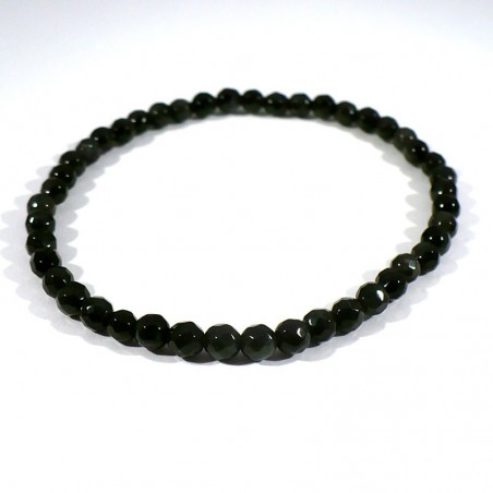 bracelet en obsidienne perles facettées 4mm