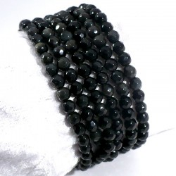 bracelet en obsidienne perles facettées 4mm