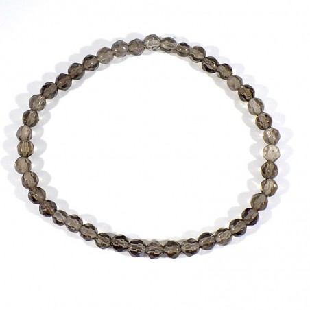 bracelet en quartz fumé perles facettées 4mm