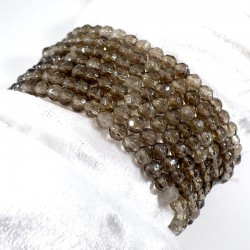 bracelet en quartz fumé perles facettées 4mm