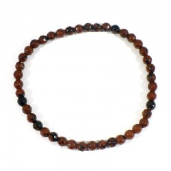 bracelet en obsidienne acajou perles facettées 4mm