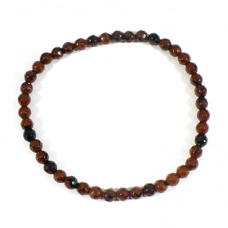 bracelet en obsidienne acajou perles facettées 4mm