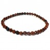 bracelet en obsidienne acajou perles facettées 4mm