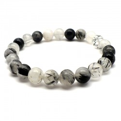 bracelet en quartz tourmaline boules 6mm