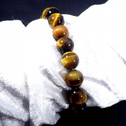 bracelet en oeil de tigre perles rondes 10mm