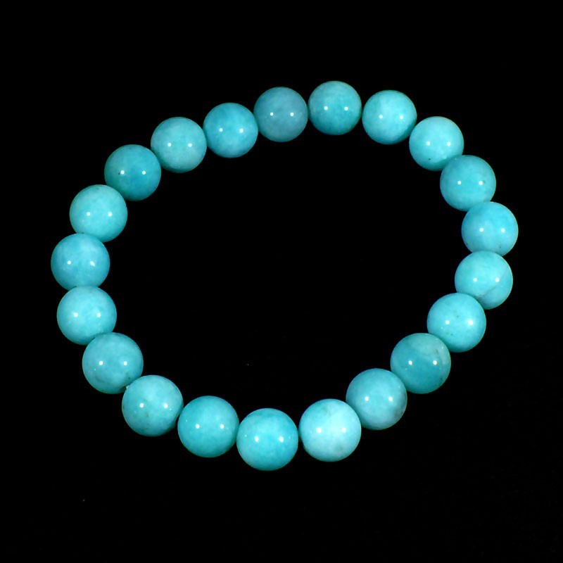 bracelet en amazonite perles rondes 10mm